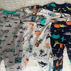 Lot of 3 Carters footed fleece pajamas
